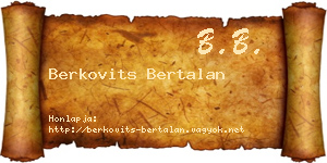 Berkovits Bertalan névjegykártya